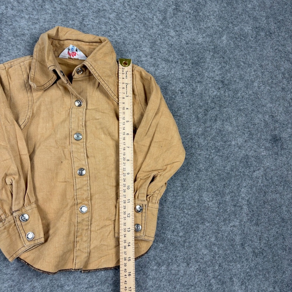 Mitey Miss Button Up Shirt Girls Size 5 Tan Vintage Western Denim Long Sleeve - Picture 7 of 9